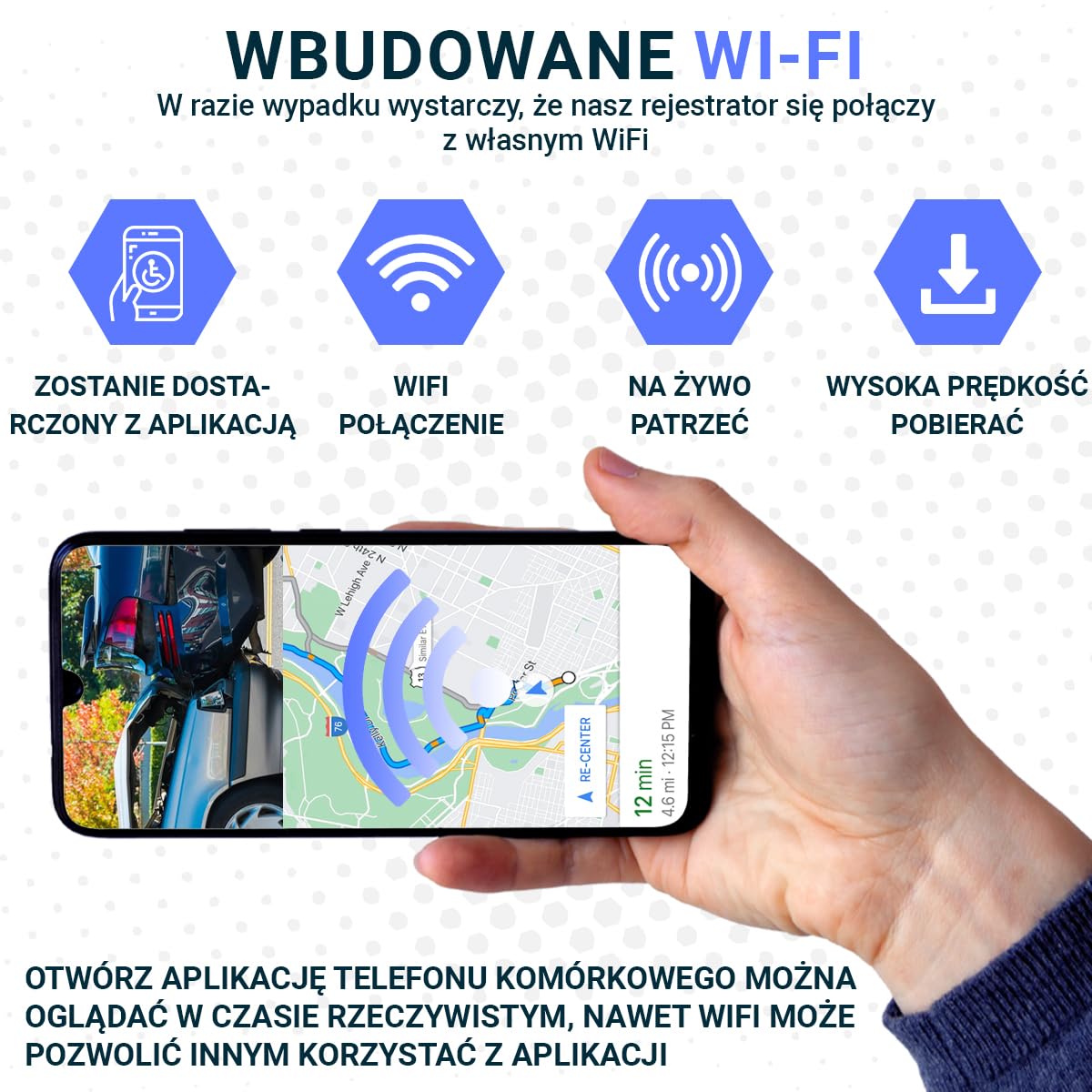 Fleau Tech Dashcam do samochodu - Zawiera WIFI i aplikację - Rejestrator jazdy z podwójnym obiektywem - Detekcja ruchu i tryb parkowania - Czujnik G - Full HD - Obiektyw szerokokątny 170°