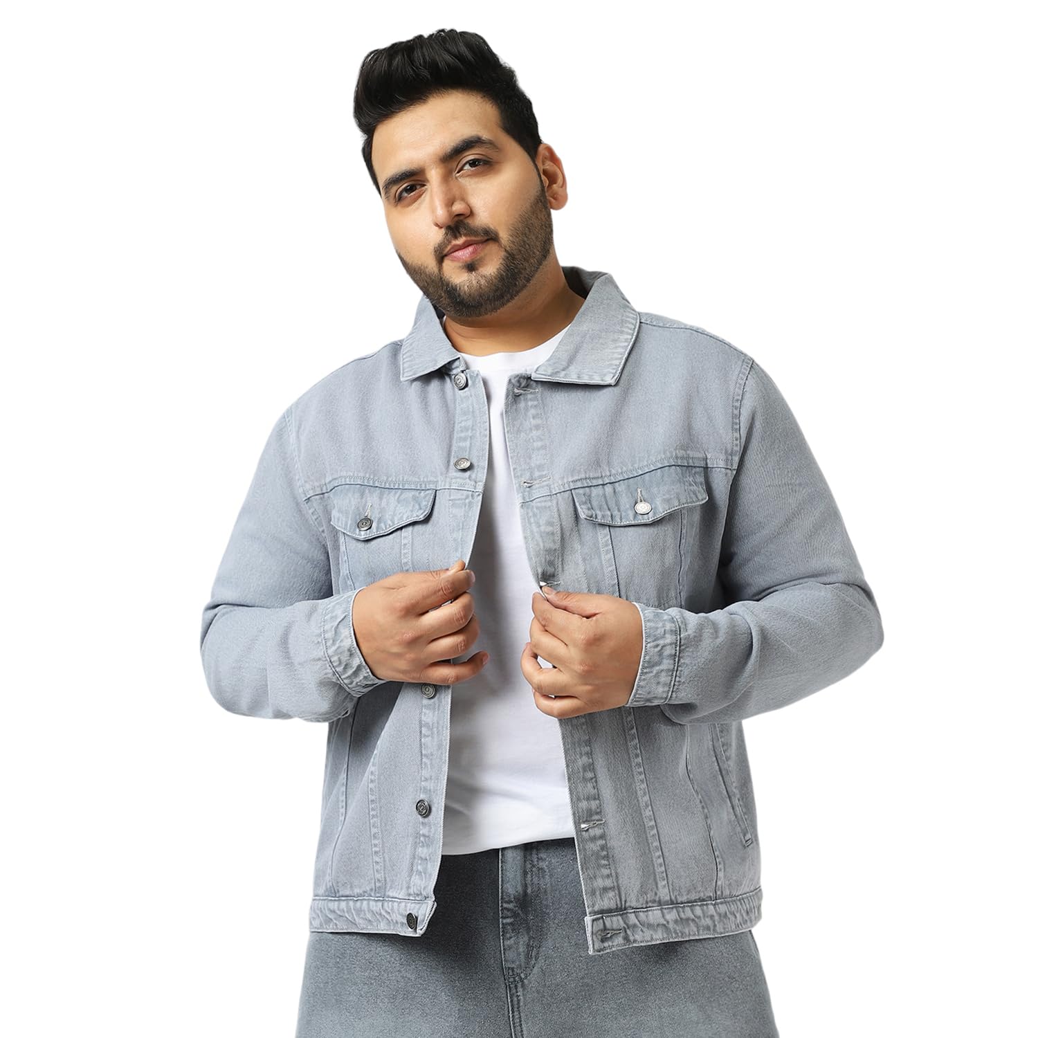 urbano plus Men's Regular Fit Washed Full Sleeve Denim Jacket-picture-33