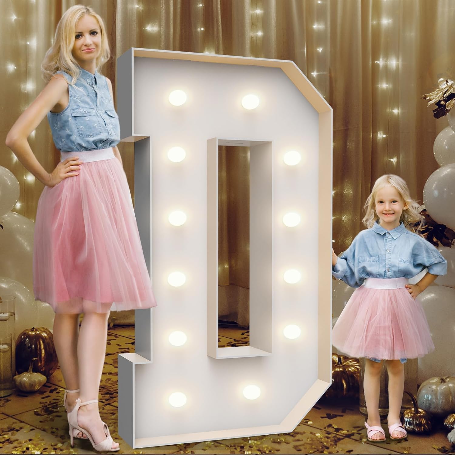 Lettres D lumineuses chapiteau 1,2 m en mousse avec kit de lestage pour fête