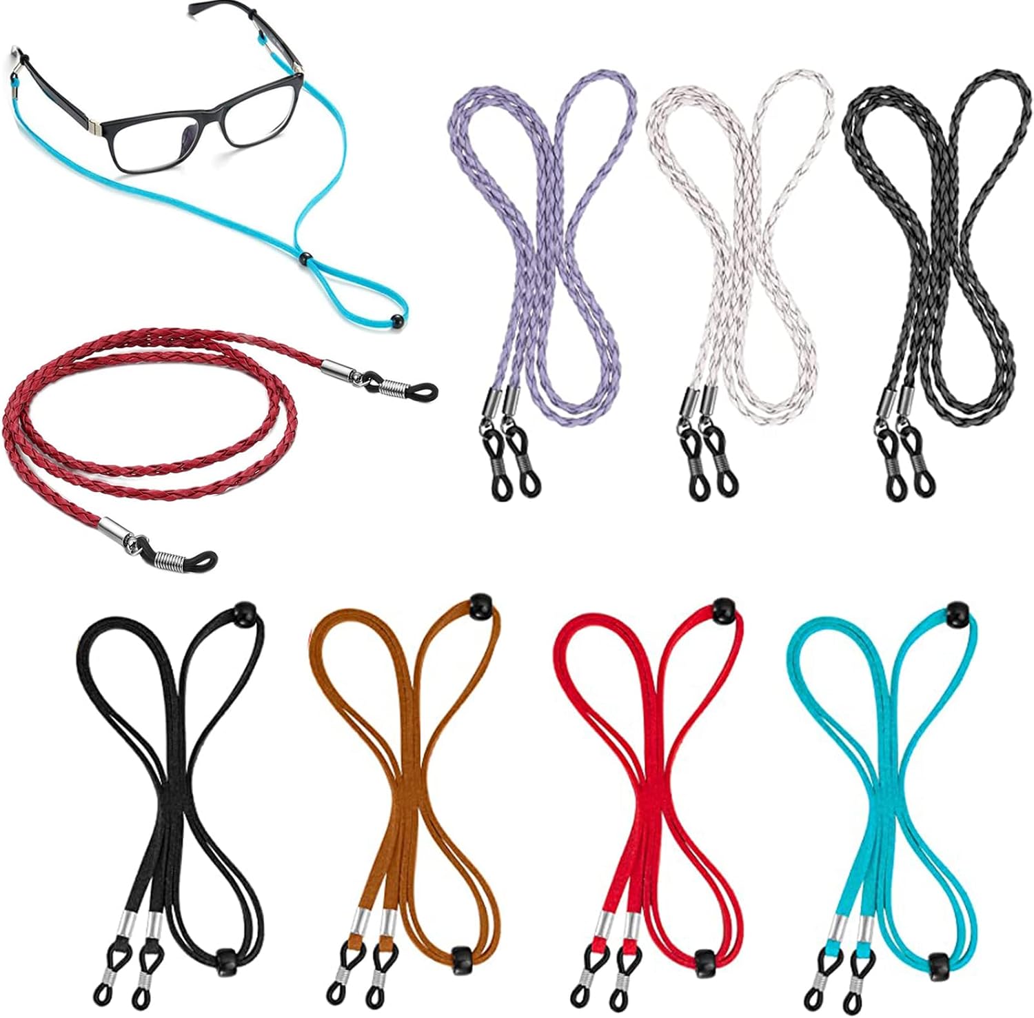 Eyeglass Strap, 8Pcs Eyeglass Chain Holders H HOMEMART PU Leather