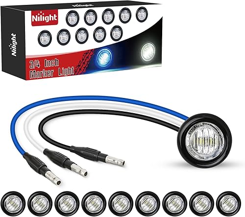 Miniatura 11 de Nilight - TL-04 juego de 10 luces LED redondas de 3/4 de pulgada, miniluces LED redondas, luces LED de gálibo delanteras, traseras y laterales