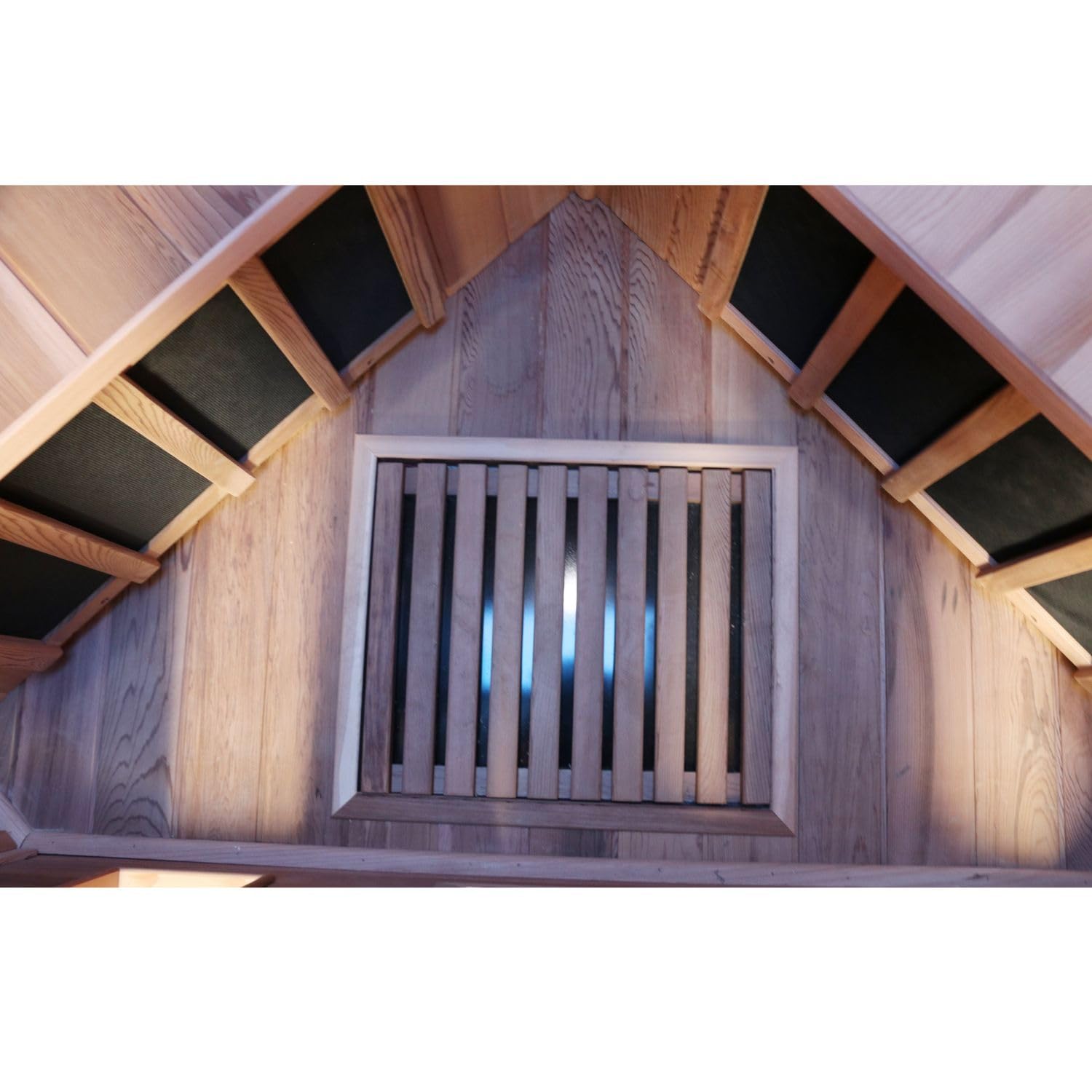 Dewello® Infrarotkabine Infrarotsauna LAKEFIELD PRO 140x140 inkl. Duo Strahler, Vollspektrumstrahler, Bodenstrahler Hemlockholz & Zedernholz, LED-Farblicht, Bluetooth, FM,MP3,USB
