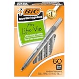 BIC Round Stic Xtra Life Ballpoint Pen, Ultra Long Lasting and Consistent Ink Flow, 60-Count in Black Ink