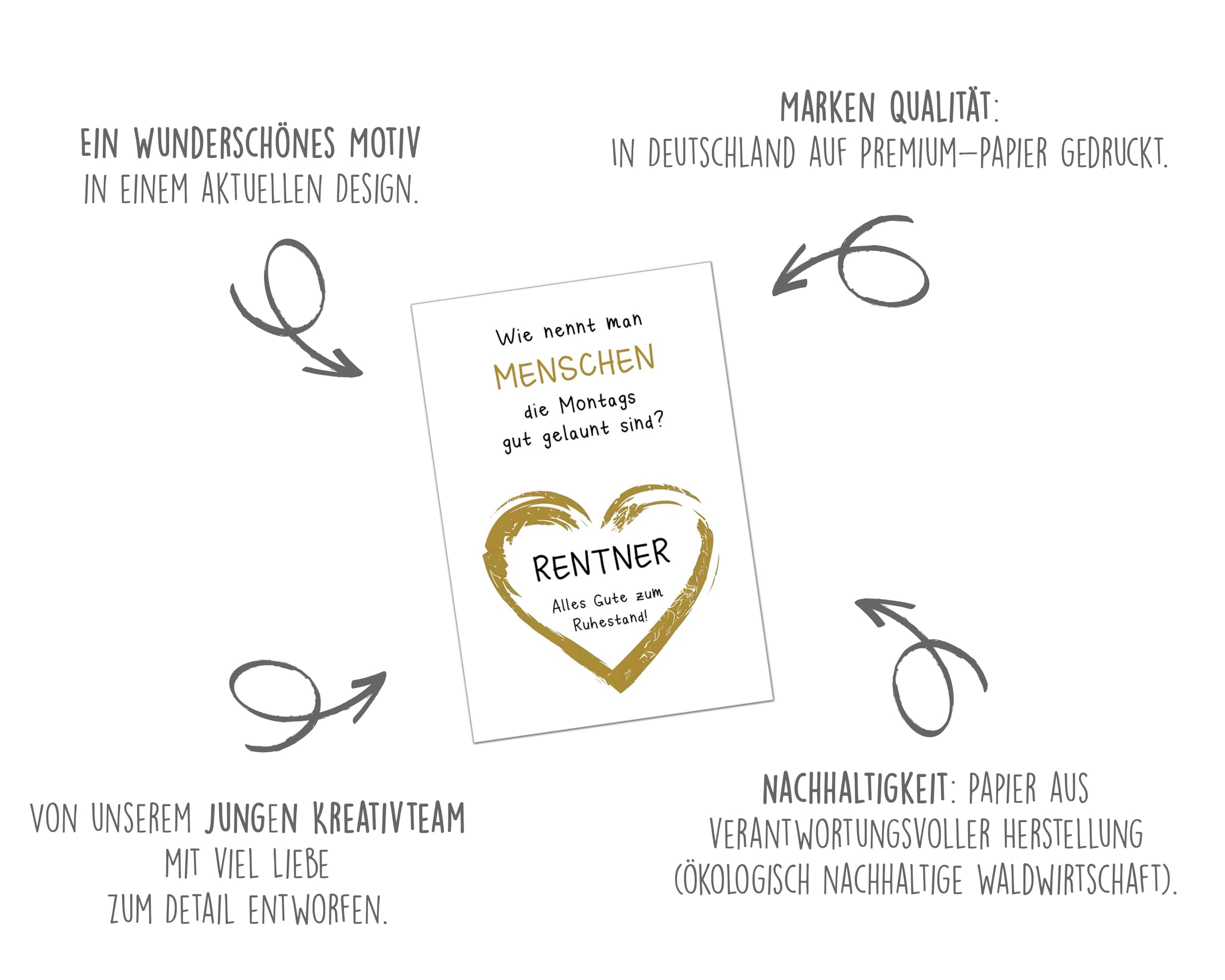 Edition Seidel Biglietto D'Auguri Per Pensione - Design Elegante Con Busta, 17x11,5 Cm, Qualità Premium, Senza Testo Interno