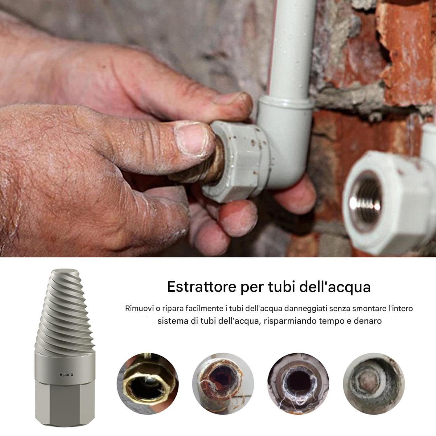 Strumento Estrattore Tubi Rotti | Estrattori per Tubi Rotti in Acciaio Resistente | Utensile Antiscivolo per Rimozione Valvole Angolari e Rubinetteria