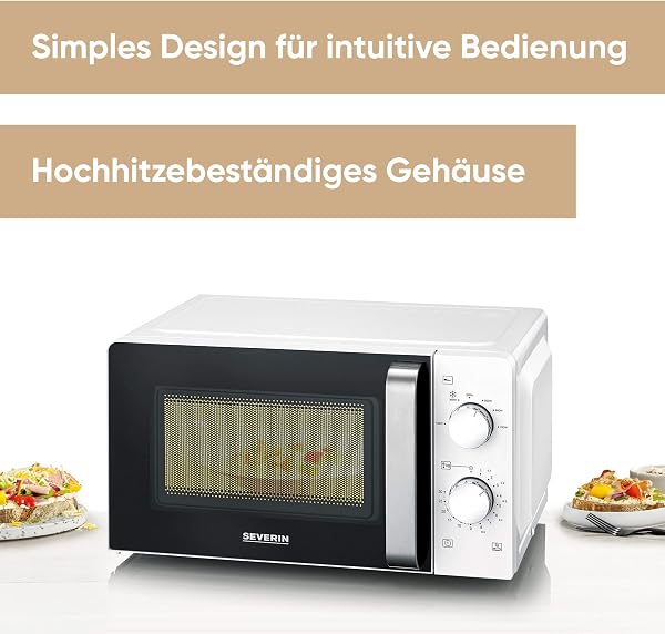 Besuche den SEVERIN- SEVERIN Mikrowelle Solo, zum Auftauen und Erhitzen, Mikrowellengerät mit Drehteller für gleichmäßige Wärmeverteilung 17 L, Weiß /Edelstahl, MW 7885 in use