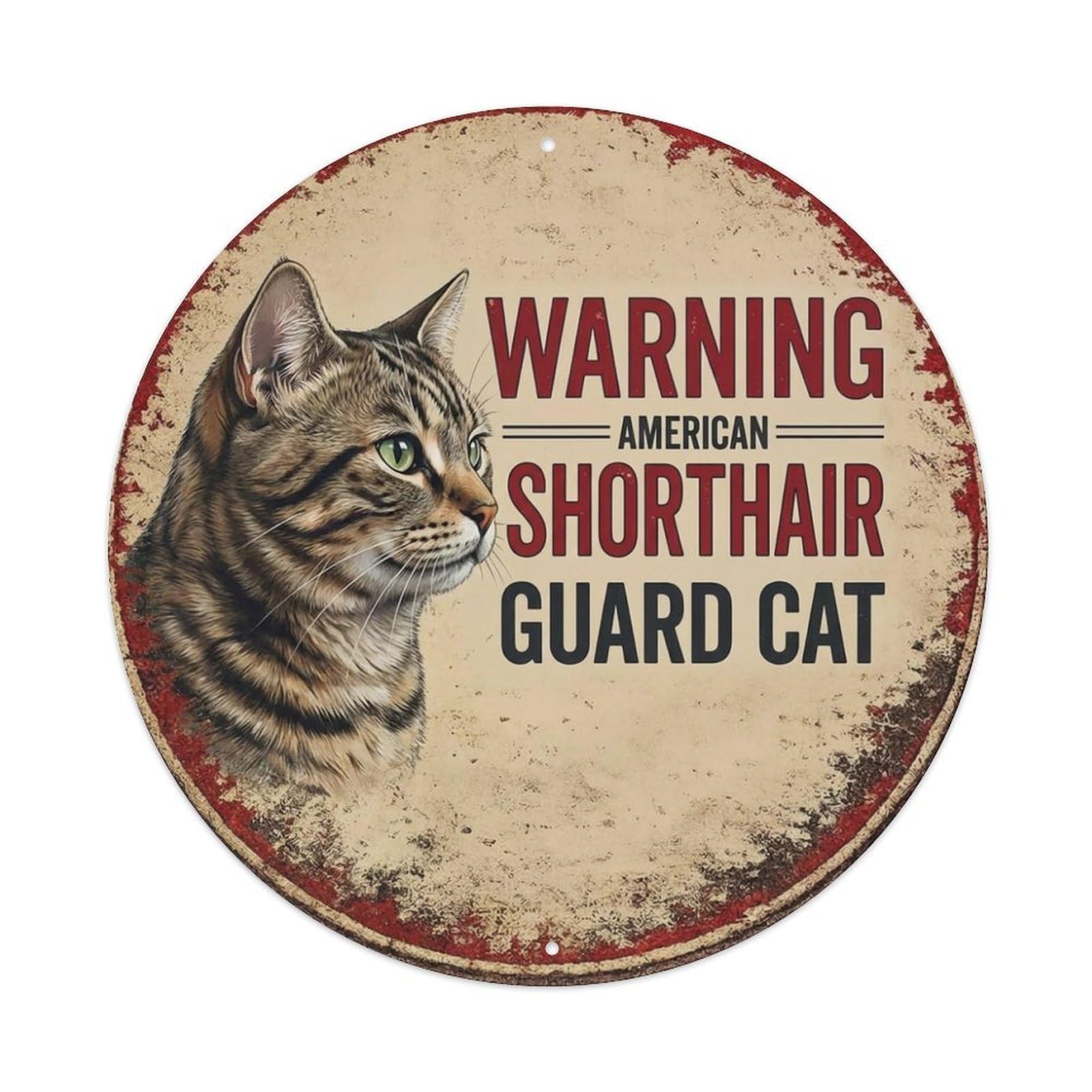 Tgrcjimh Style Metal Tin Sign Vintage Warning American Shorthair Cat