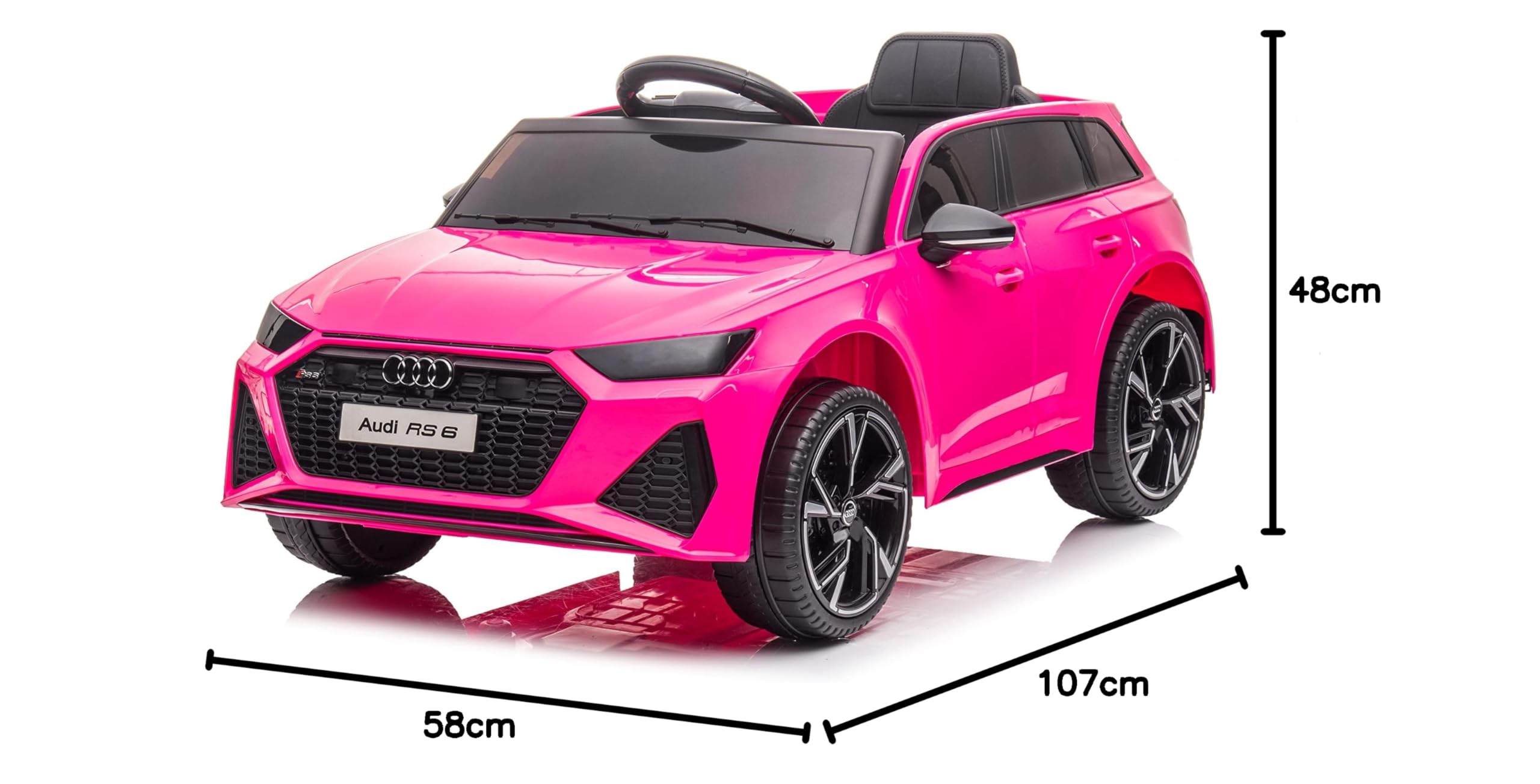 FINOOS Voiture Électrique Enfant A.U.D.I. RS6 2,4 GHz 2 x Moteur 12V 30W V. Max. 5 Km/h Télécommande Effets Sonores Rose