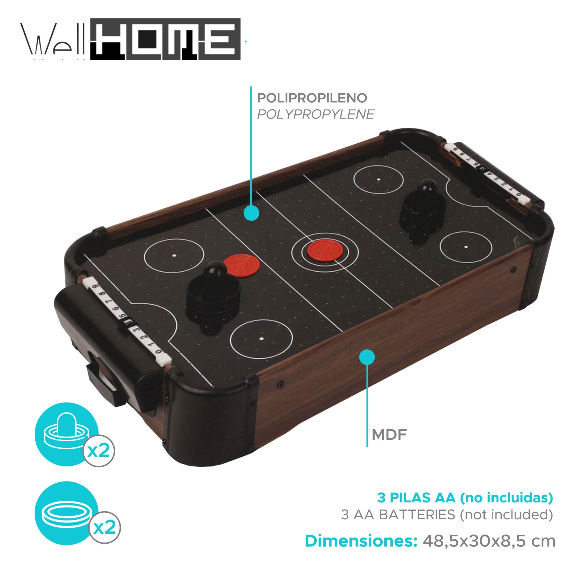 WELL HOME Air hockey table 48.5x30x8.5cm