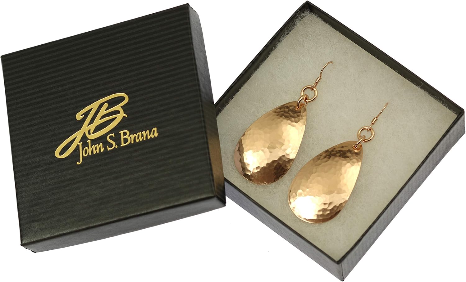 Large Hammered Bronze Teardrop Earrings - Image 6