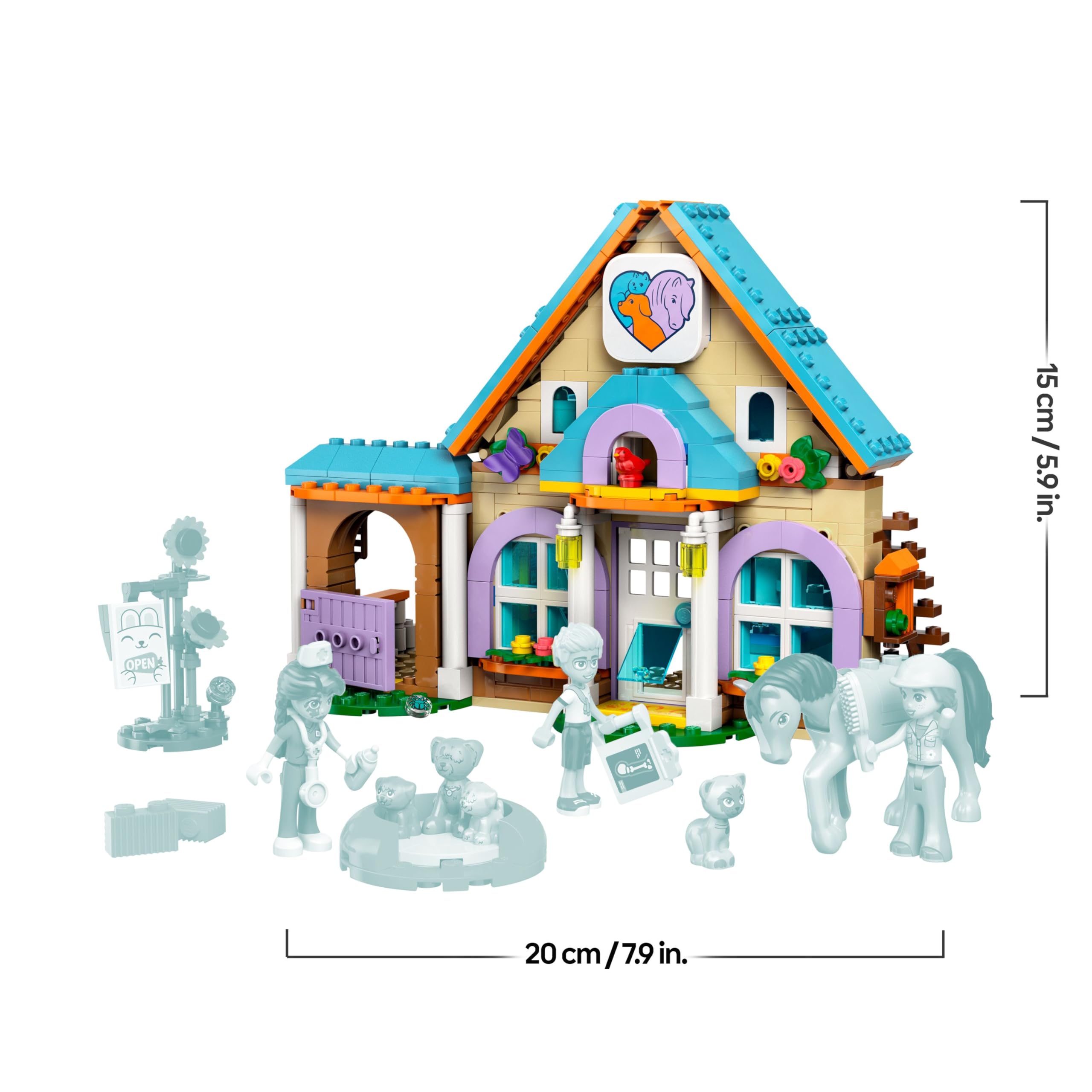 LEGO Friends Cavallo e Clinica Veterinaria Giocattolo per Animali Domestici - con Cavallo, Gatto, 3 Cani, 3 Mini Bamboline, Stalla e Accessori - Regalo di Compleanno per Bambine da 6 Anni - 42651