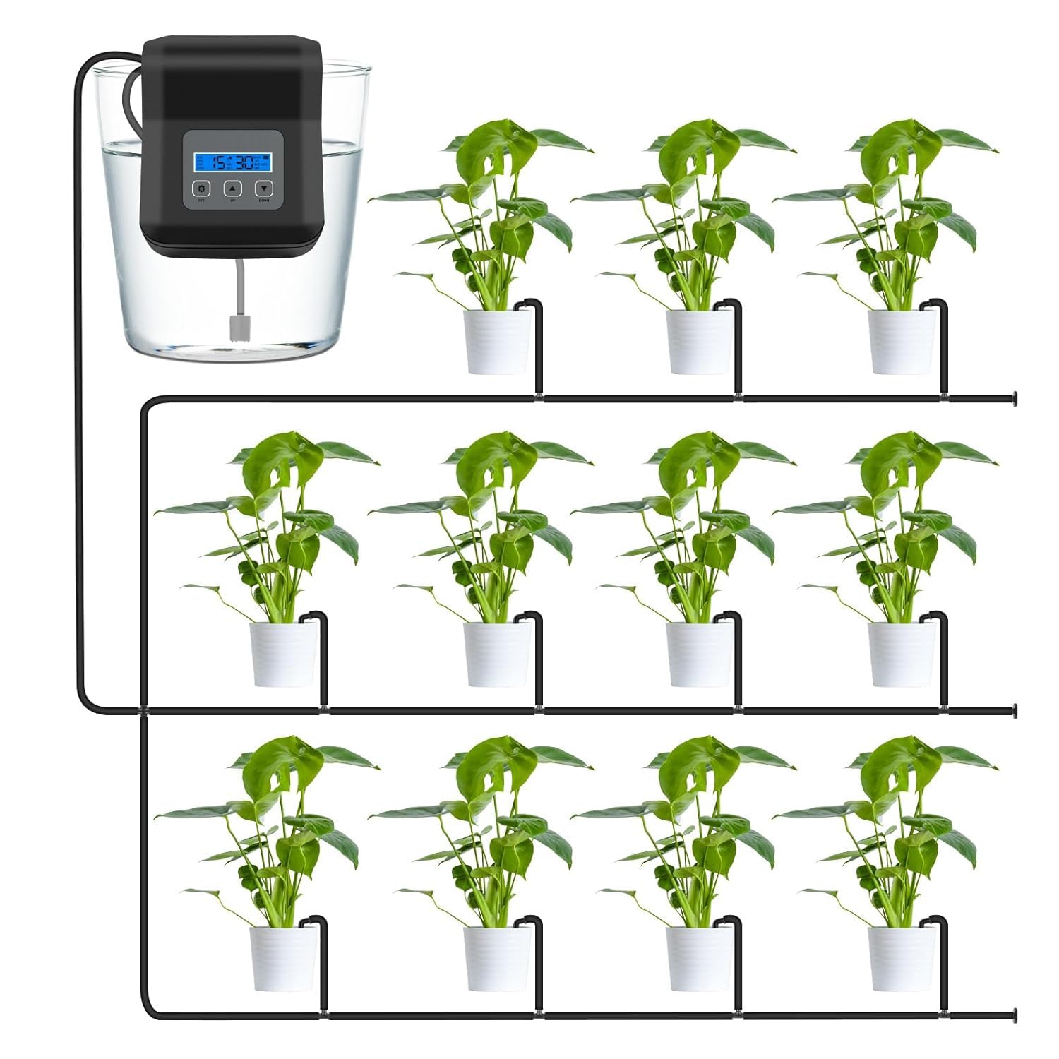 Irrigatore Automatico per Vasi, DIY Irrigazione Automatica Vasi per Piante da Interno e Balcone, Irrigazione a Goccia per 15 Piante, Programmabile Irrigatore Piante in Vaso