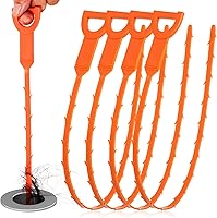 QUIUMES Drain Snake 4-Pack - 20 Inch Flexible Hair Clog Remover for Sink, Shower, Tub, Toilet - Multi-Tooth Grip Handle Drain Cleaner