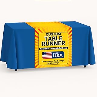 DreamController Custom Table Runner 12"x72" to 36"x72" with Business Logo, Image or Text | Personalized Table Runner for Trade Shows, Events, Birthday, Wedding | Made in USA | Fast delivery | HD Print