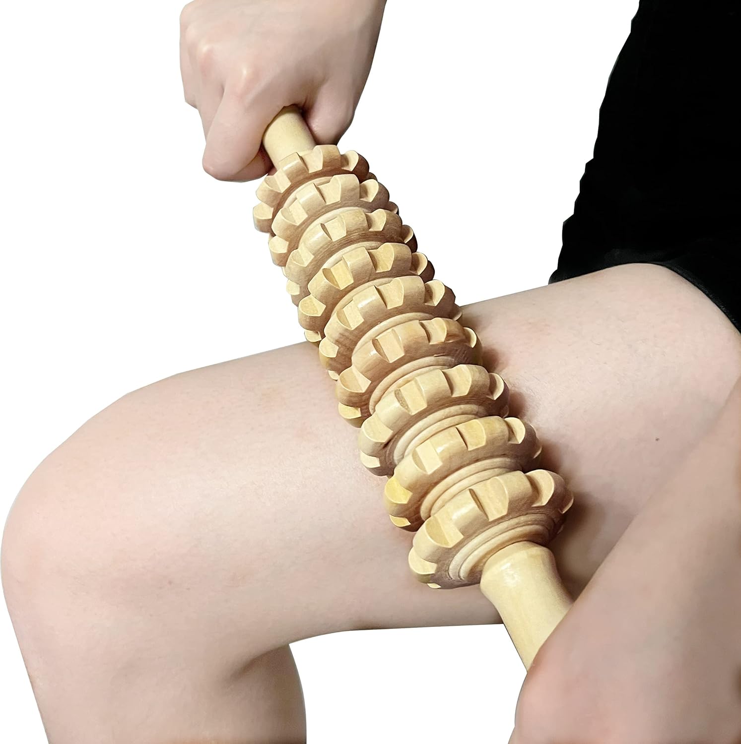 TCMHEALTH Handheld Wood Massage Roller Stick Tools Trigger Point Manual Massage Stick Anti Cellulite Massage Sore Muscle Pain Relief, Lymphatic Drainage Release Rolle Stick Massager : Health & Household