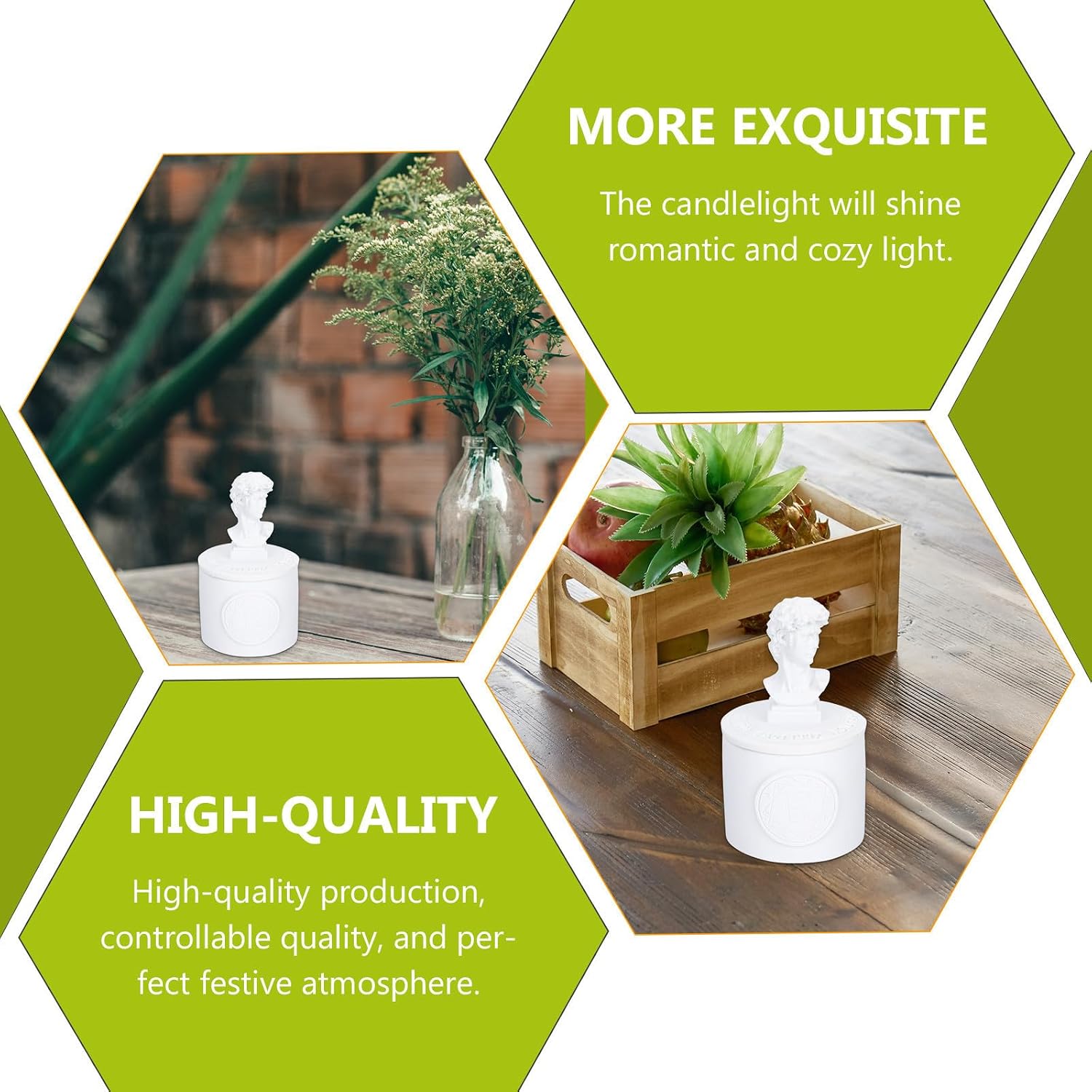 Decorative Resin Candle Cups with Lid for Aromatherapy and DIY Handmade Candles, Portable Size Design with Smooth Surface for Home Use