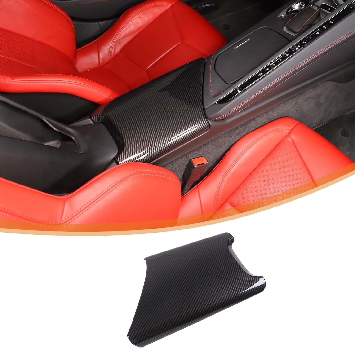 TOYCIDFG Car Center Console Armrest Box Cover Trim Compatible with C8 Corvette 2020-2025, Car Interior Decoration Accessories (Carbon Fiber Pattern)