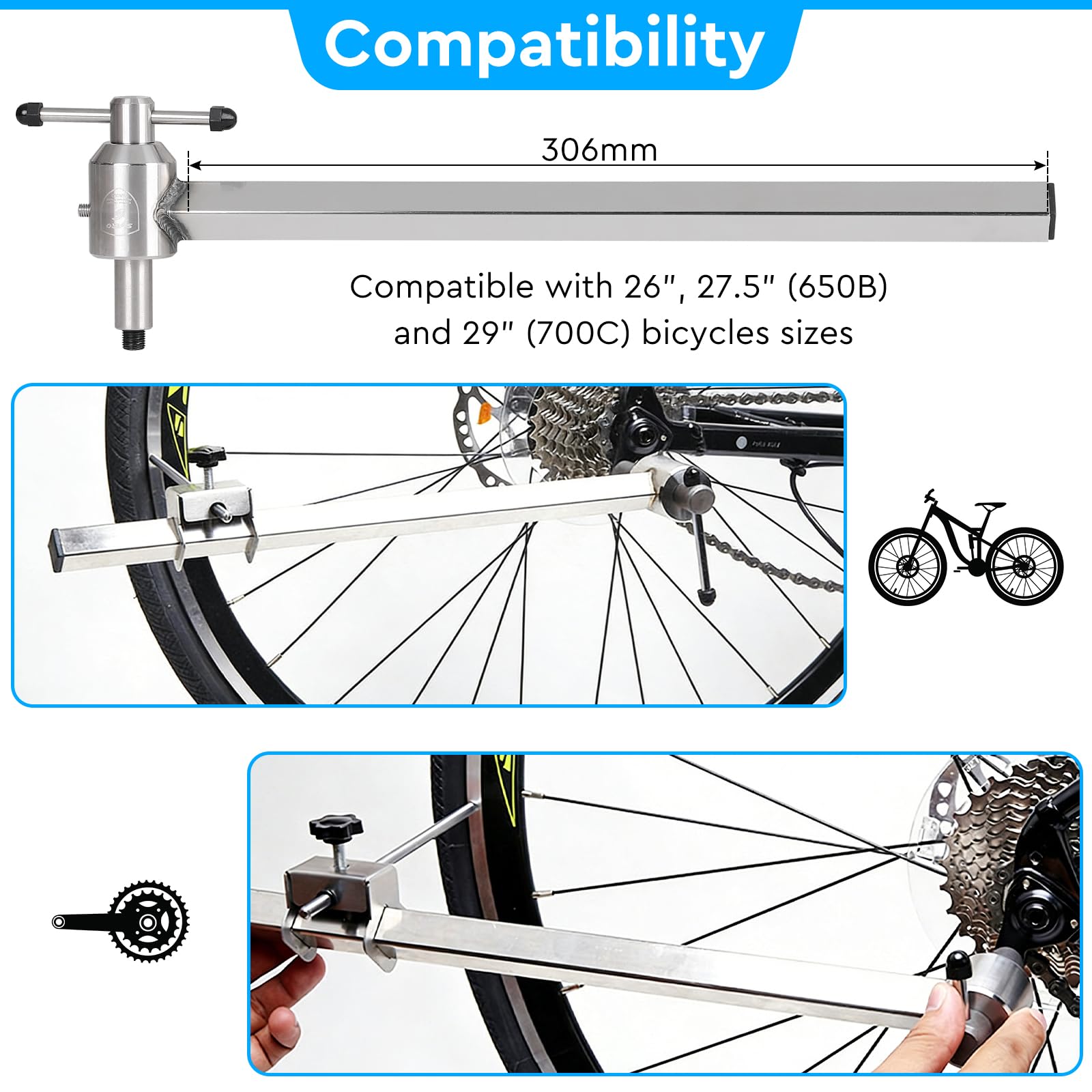 EFUTURETIME Outil Redressement Patte de Dérailleur INOX pour Vélo 26"-29" | Alignement patte de Derailleur pour 26", 27,5" (650B) et 29" (700C)