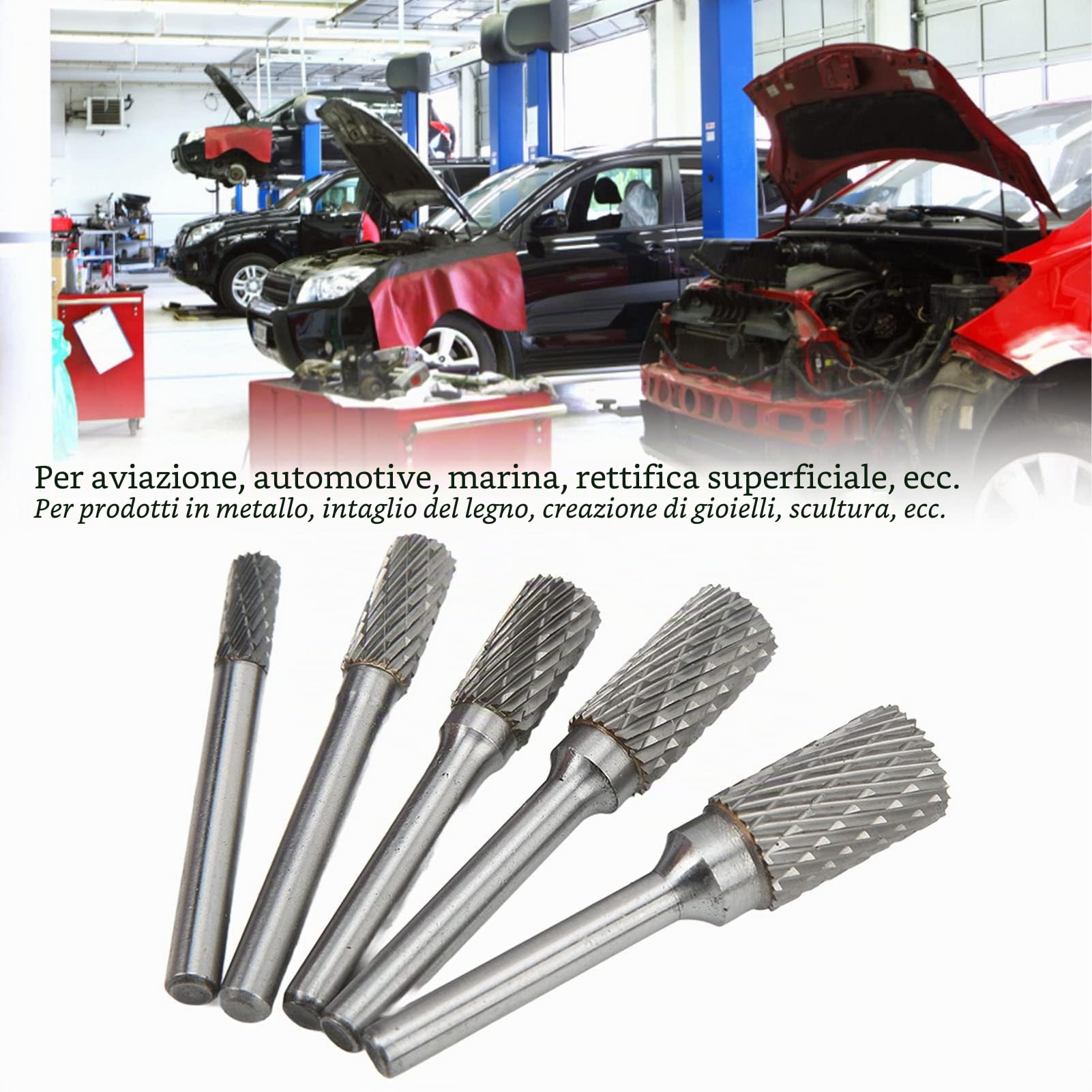Yctze Frese in Metallo Duro a Doppio Taglio Set di Lime Rotanti Frese da Taglio Shan da 6 Mm Utensile per Lima Rotante Utensile per Sbavatura Rotante per Rettifica Lime Rotanti