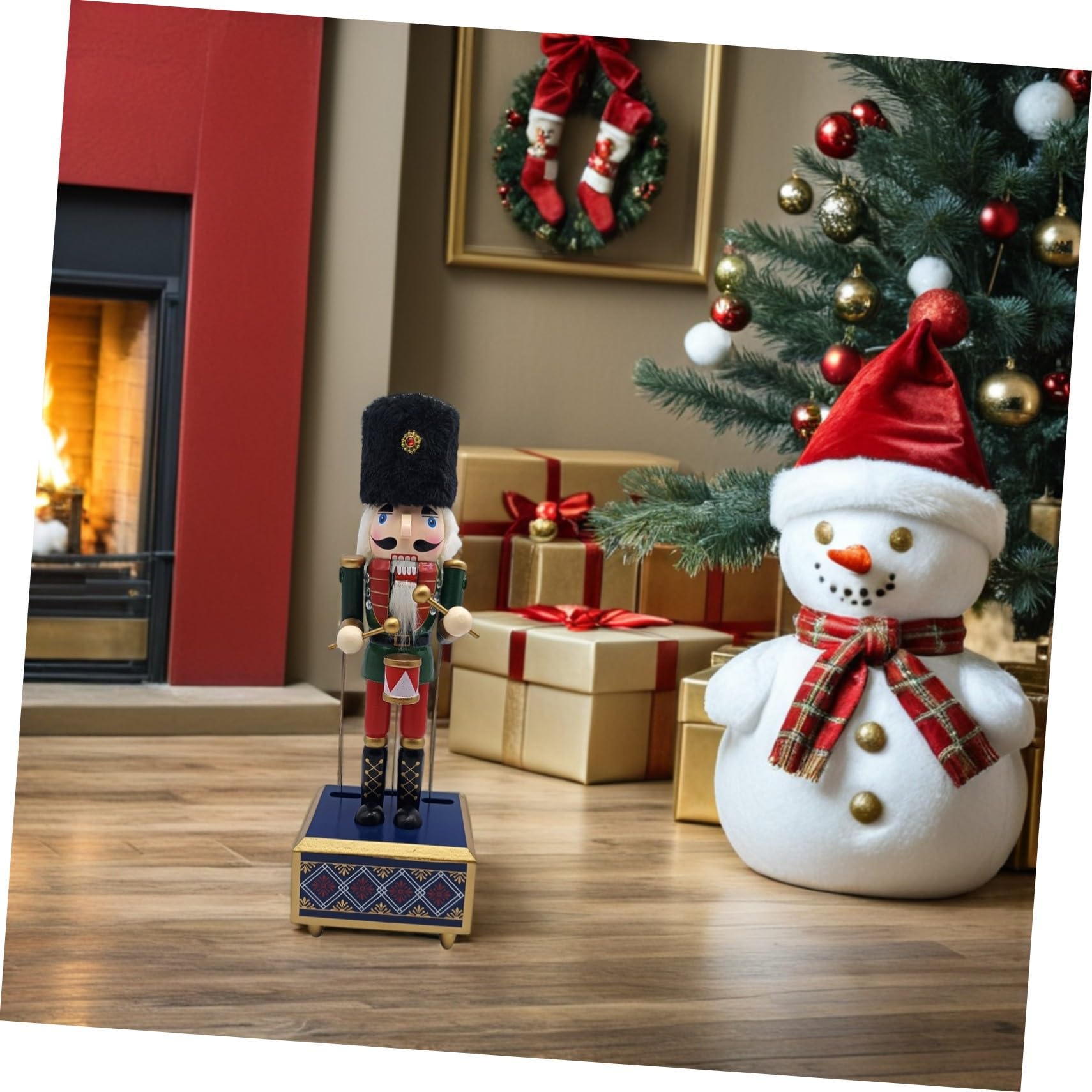 TOPBATHY Carillon Musicale in Legno con Figurina di Soldato, Design Classico Handmade, 30,5 Cm, Facile da Usare senza Spigoli, Decorazione Natalizia per Natale