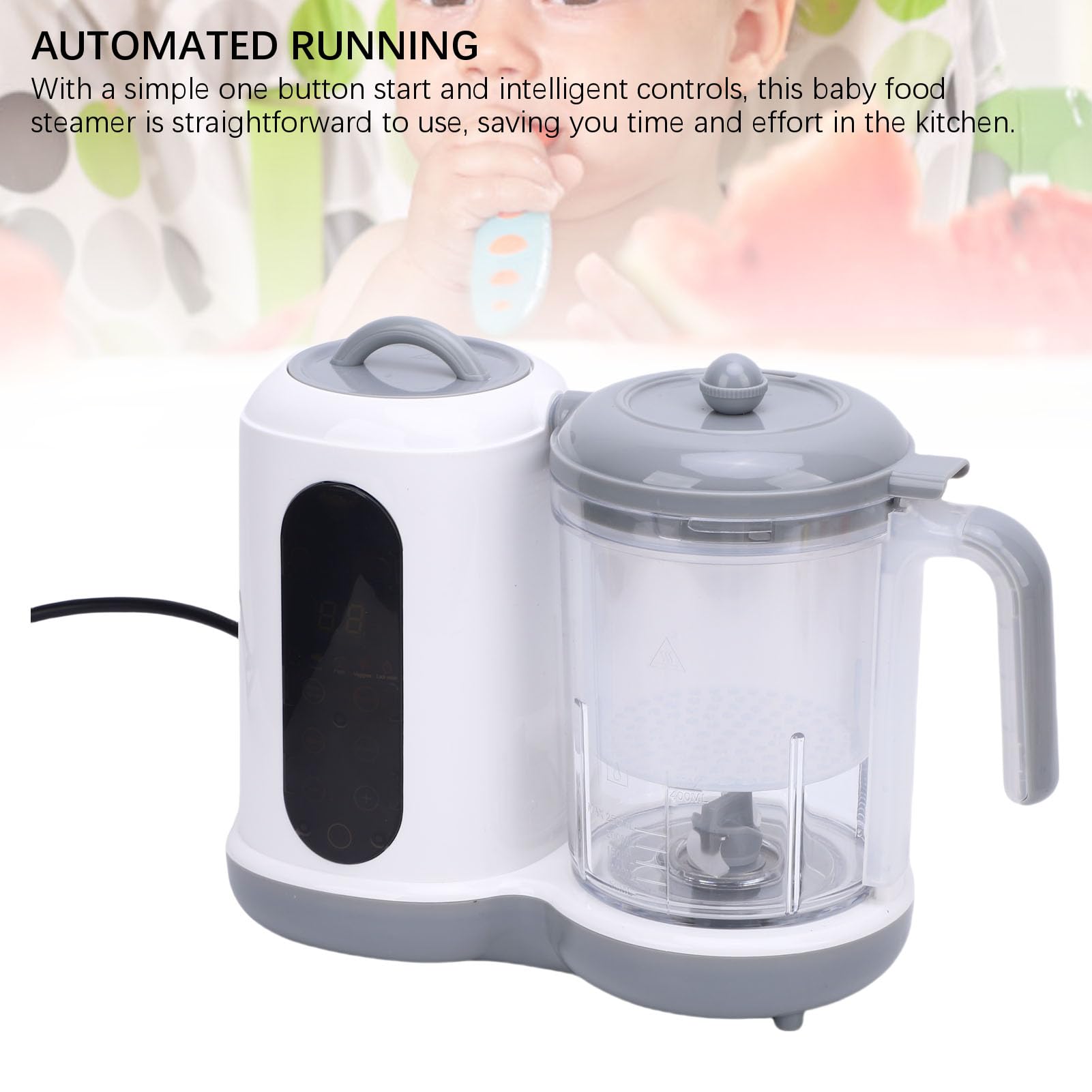 Matybobe Fabricante de Alimentos para Bebés, Vaporizador y Licuadora de Molienda para Cocinar Automáticamente, Gran Capacidad (Enchufe europeo)