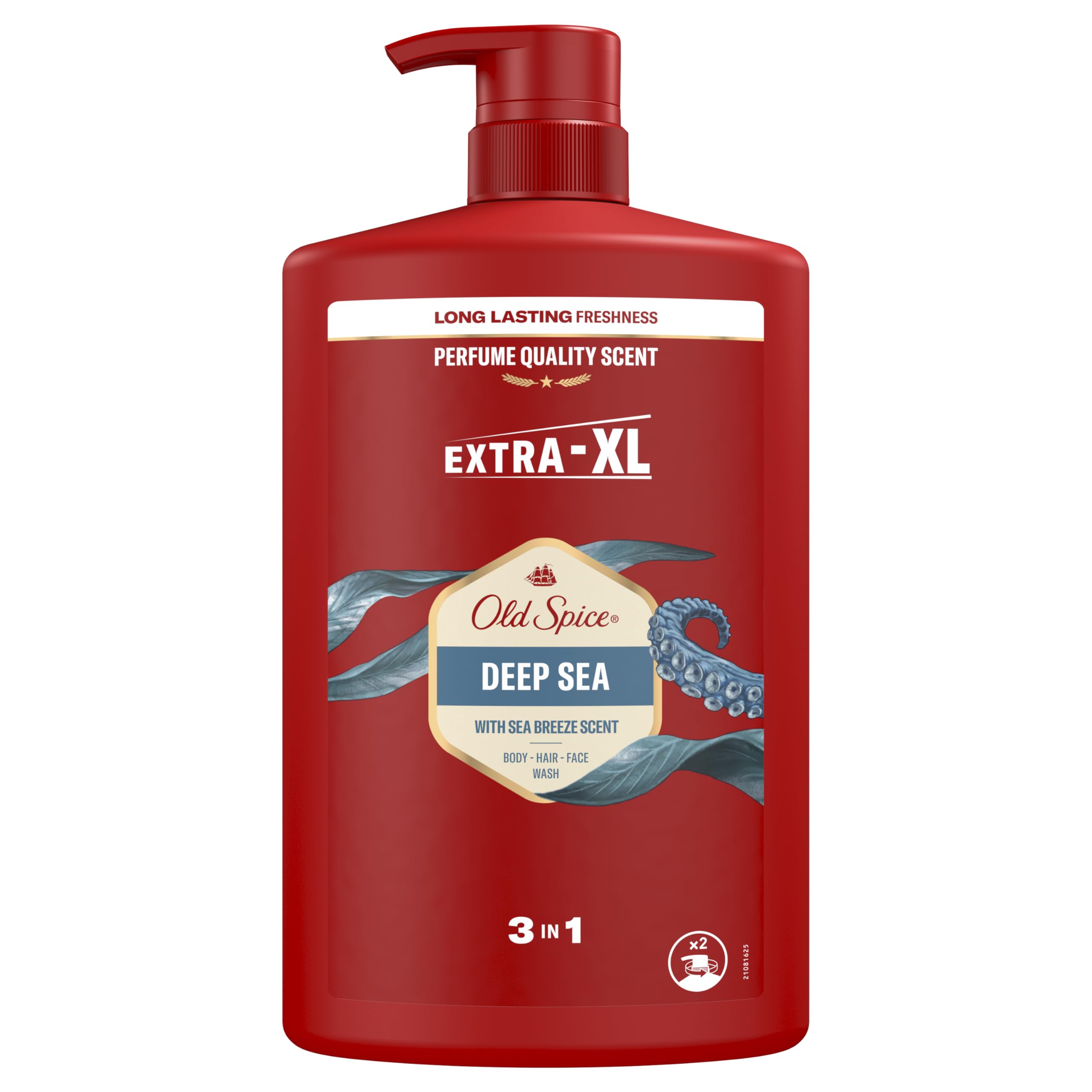 Old Spice Deep Sea Men’s Shower Gel & Shampoo 1000ml, Multi-Use 3-in-1 Body-Hair-Face Wash, Long Lasting Freshness, Perfume Quality Scent, Deep Cleansing