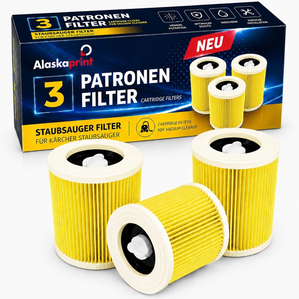 Alaskaprint Patronenfilter Staubsaugerbeutel kompatibel mit Kärcher