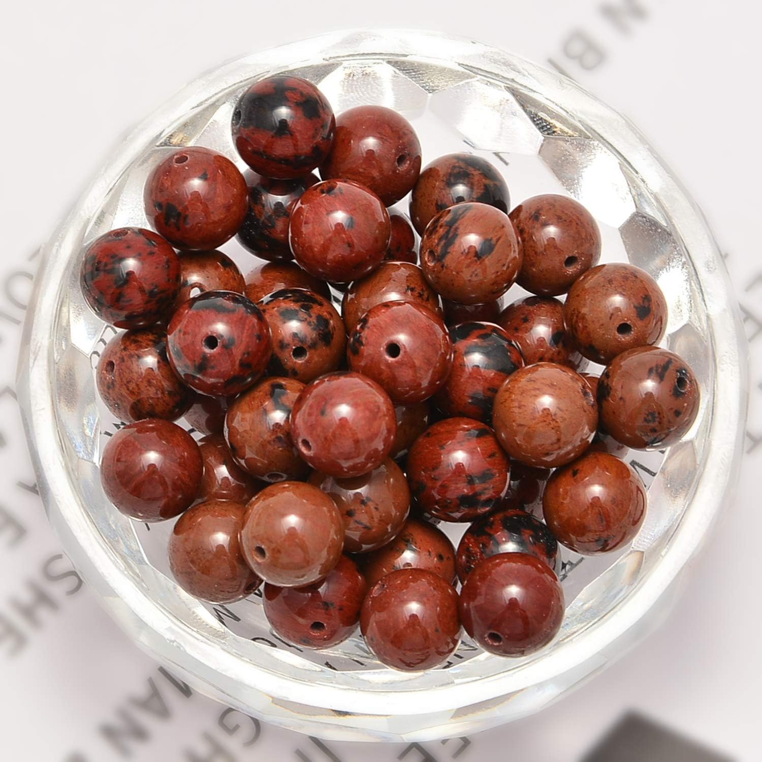NCB 200pcs 4mm Mahogany Obsidian Loose Beads for Jewelry Making, Natural Semi Precious Beads Round Smooth Gemstones Spacer Beads Charms for Necklaces Bracelets (Mahogany Obsidian, 4mm 200Beads) 4mm 200Beads Mahogany Obsidian