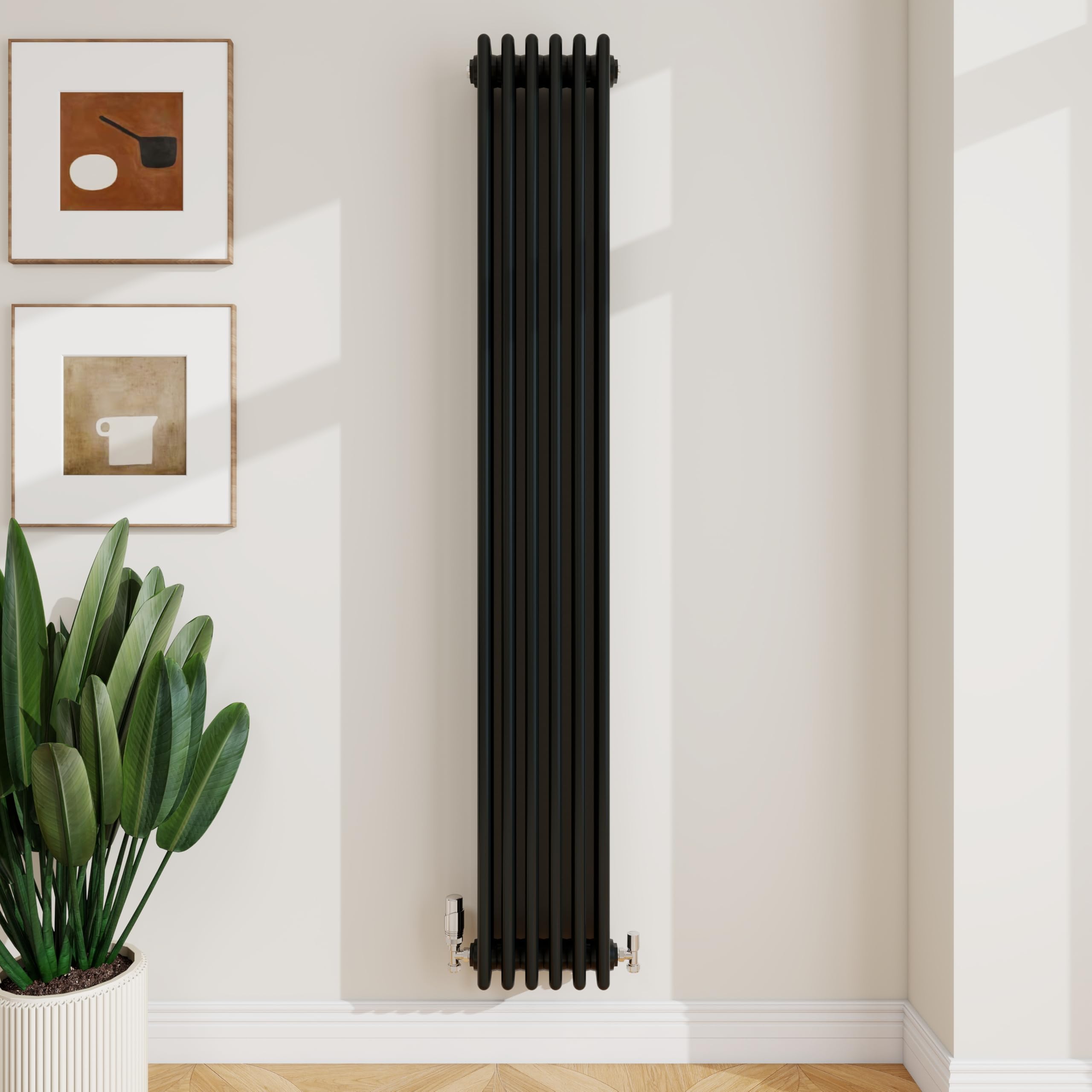 SLINE SANITARY 1800x290mm Cast Iron Style Traditional 4 Column Vertical Black Central Heating Radiator