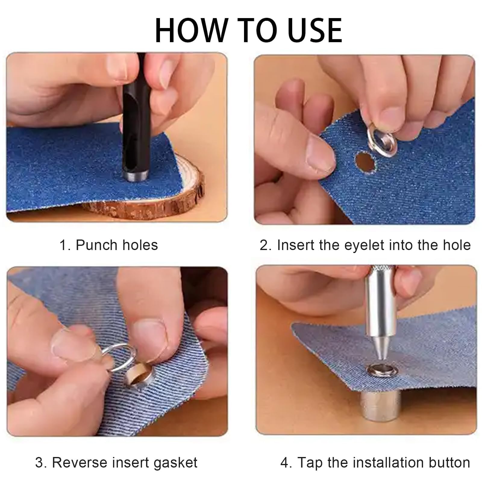 Luabue 200PCS 17MM Grommets Eyelets Tarpaulin Repair Kit Eyelet Punch Kit Metal Eyelets and Punch for Fabric Leather Craft Tarpaulin Curtains DIY and Decoration - Image 4