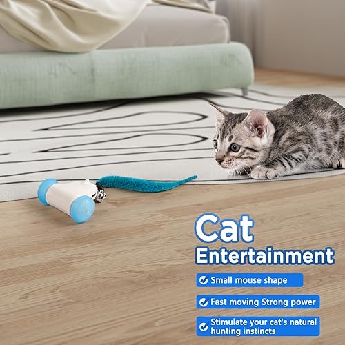 Miniatura 2 de Juguetes eléctricos inteligentes para gatos de interior, juguete de ratón de gato de 2 velocidades con ruedas LED, recargable por USB, alivia la