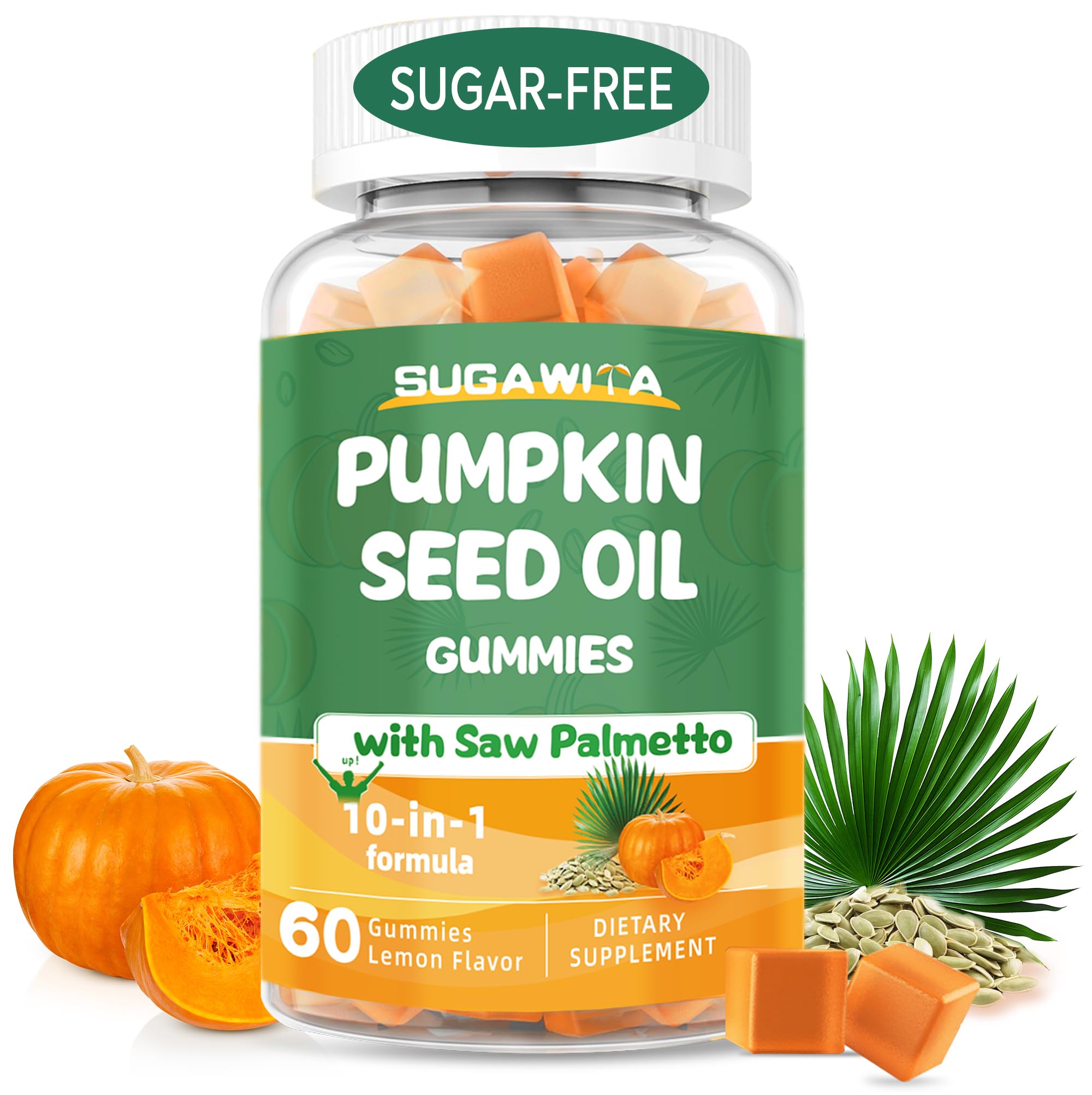 Pumpkin Seed Oil with Saw Palmetto for Adults, 60 Vegan Gummies