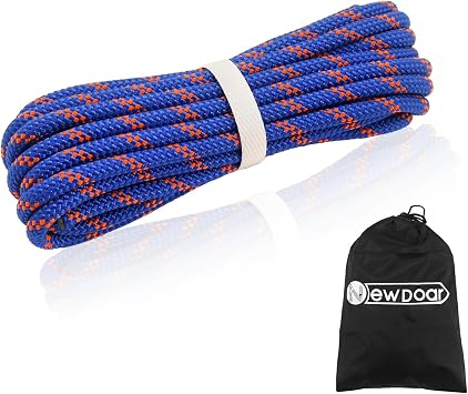 NewDoar Static Climbing Rope - 8mm 5/16c / 10mm 3/8 Double Braid Accessory Cord for Rock,Hauling, Prusik, Survival - Pre-Cut 20FT, 50FT, 100FT, 165FT Lengths - Outdoor, Fire Rescue Equipment