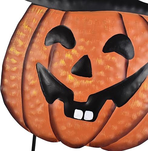 Miniatura 5 de Estacas de metal para jardín de Halloween, letrero de Halloween, decoración de calabaza, estacas de metal Jack-O'-Lantern, decoración de jardín al