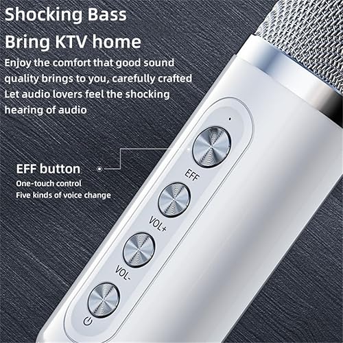 Miniatura 8 de Altavoz portátil de karaoke, micrófono de karaoke para máquina de cantar, cuatro unidades de sonido con doble tarjeta de sonido inalámbrica con