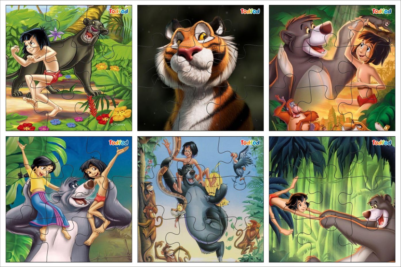 TodFod Wooden Jigsaw Puzzles Toy for Kids & Children, The Jungle Book Mowgli & Friends 54 Pieces 6 in 1 Jigsaw Puzzles, Anime Cartoon Character (B0BJL44696) Amazon Price History, Amazon Price Tracker