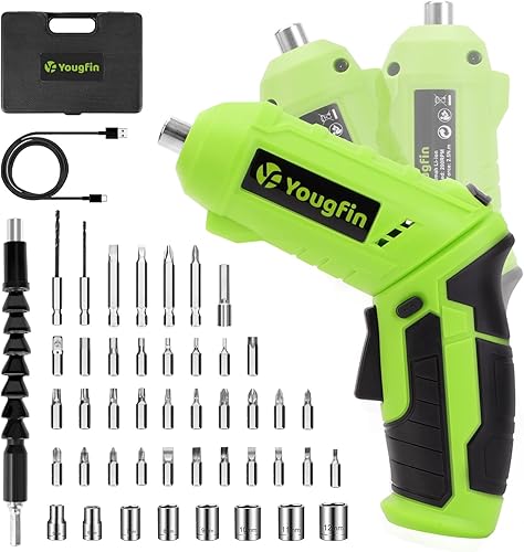 Miniatura 1 de YOUGFIN Destornillador eléctrico pequeño de 3.6 V, herramienta de destornillador inalámbrico con batería recargable, luz frontal LED y mango de 2
