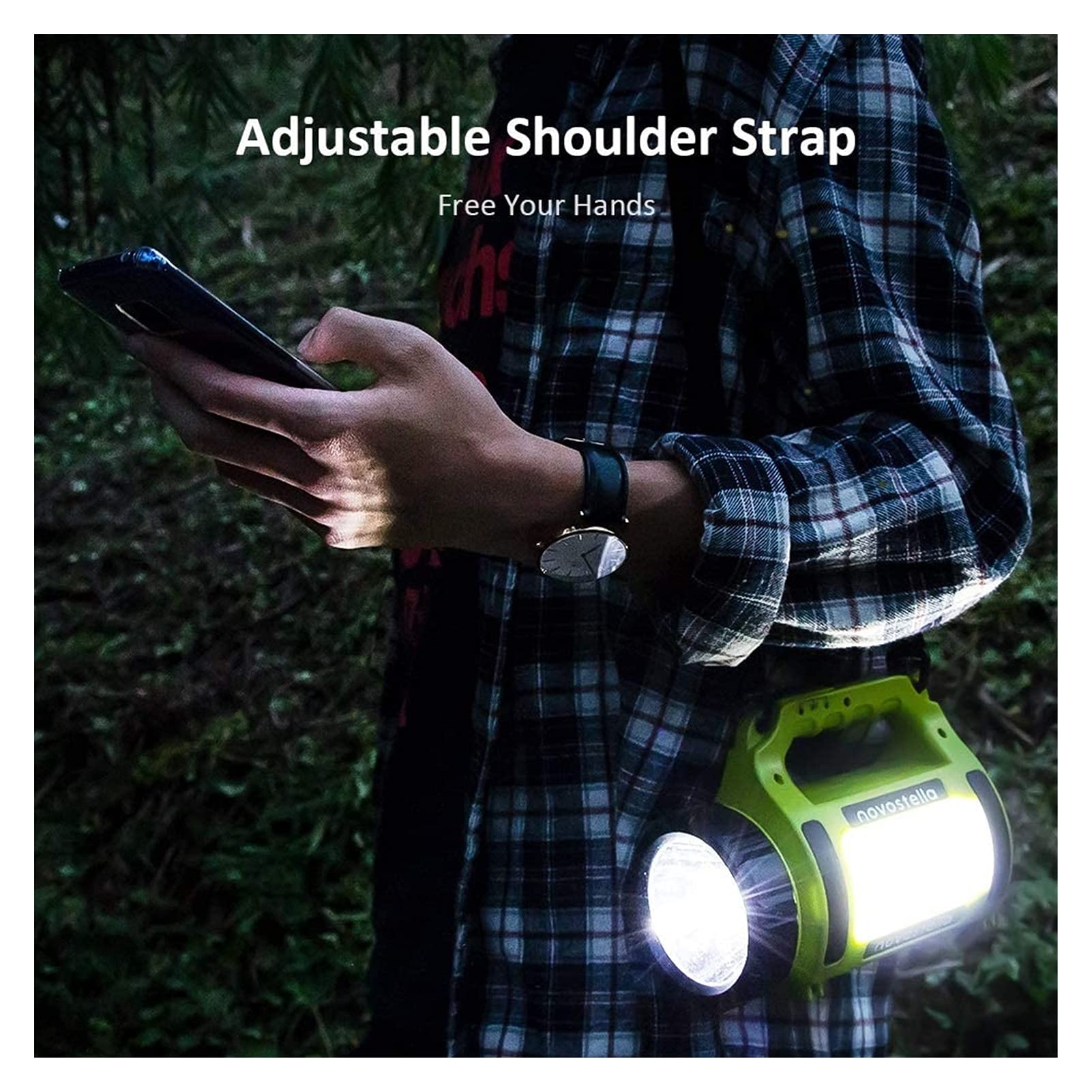 Rechargeable LED Torche, lumière de camping multifonctionnelle, projecteur de projecteur extérieur imperméable, lampe de poche à feuilles de puissance de 650lm, batterie de 2000MM, batterie de 2000mAh