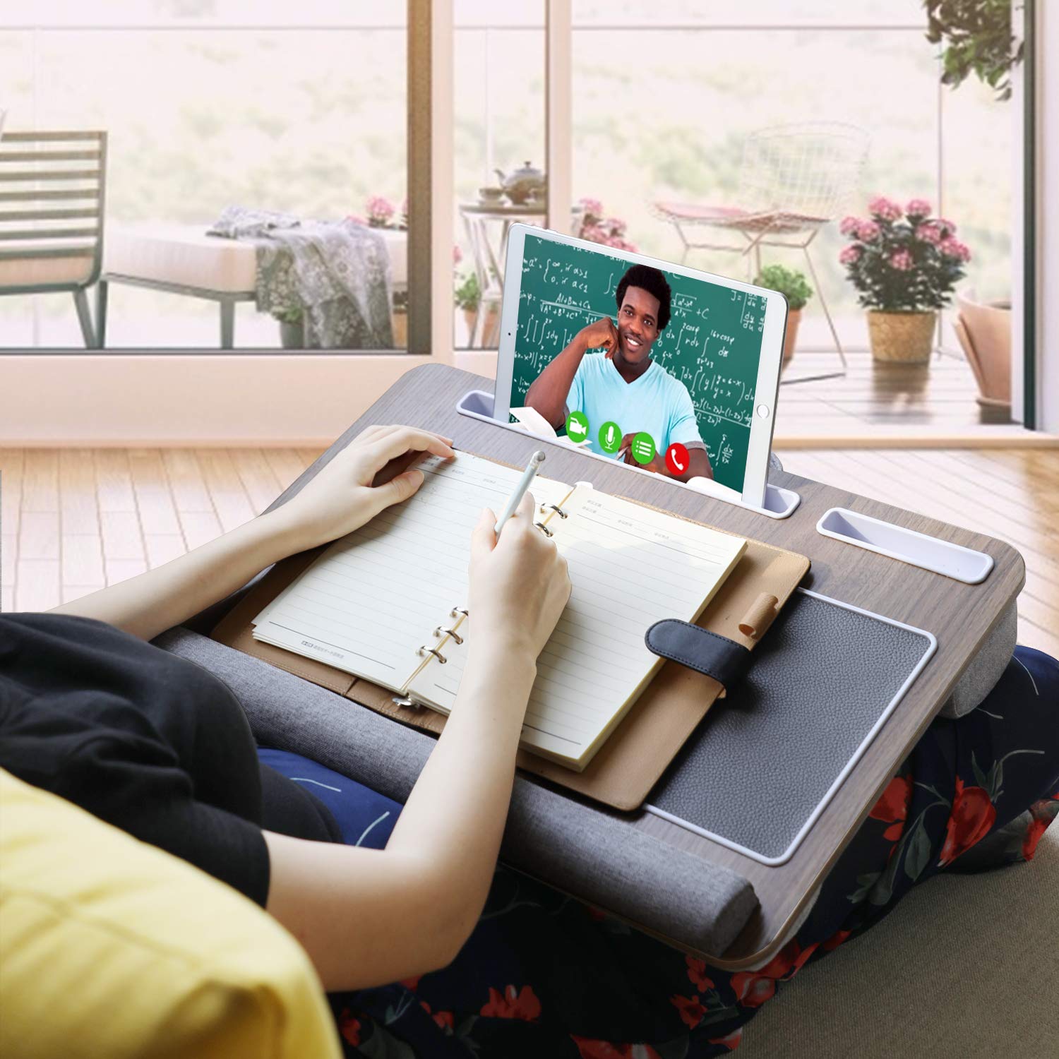 HUANUO Lap Desk - Fits up to 17 inches Laptop Desk, Built in Mouse Pad & Wrist Pad for Notebook, MacBook, Tablet, Laptop Stand with Tablet, Pen & Phone Holder - HNLD6