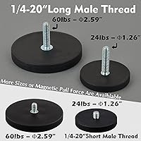 Vista 8 de MUTUACTOR Imanes fuertes y resistentes, imán de goma de neodimio antiarañazos de 60 libras 1/4-20 macho roscado, paquete de 2 potentes imanes