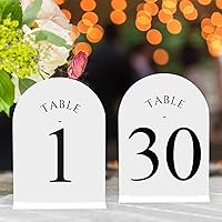 Vista 25 de JOYIT Números de Mesa de Boda en Arco 1-10 con Soportes – Letreros Acrílicos Impresos por Ambos Lados de 5" X 7" con Fondo Negro y Texto Blanco