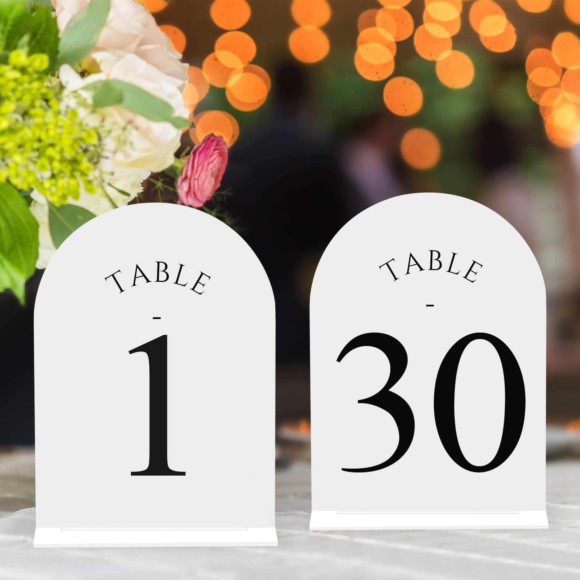 JOYIT Arch Wedding Table Numbers 1-30 with Stands, 5x7 Acrylic