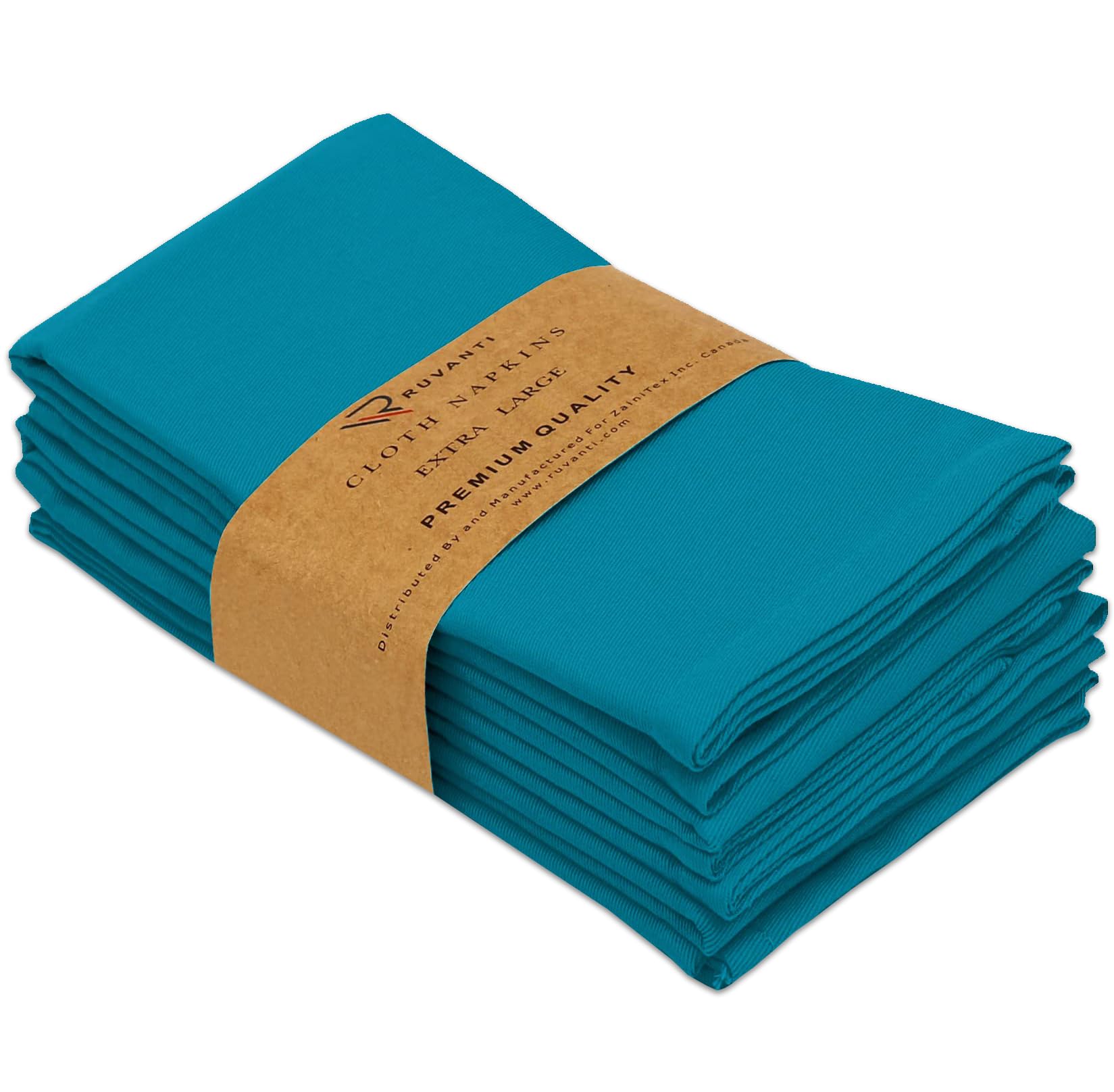 Ruvanti Cloth Napkins Set of 6, 18x18 Inches Napkins Cloth Washable, Soft, Durable, Absorbent, Cotton Blend. Table Dinner Napkins Cloth for Hotel, Lunch, Restaurant, Wedding Parties - Teal