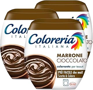 Coloreria Italiana - Colorante para tejidos en lavadora - Color marrón chocolate - Fórmula todo en uno - 3 paquetes monodosis de 350 g