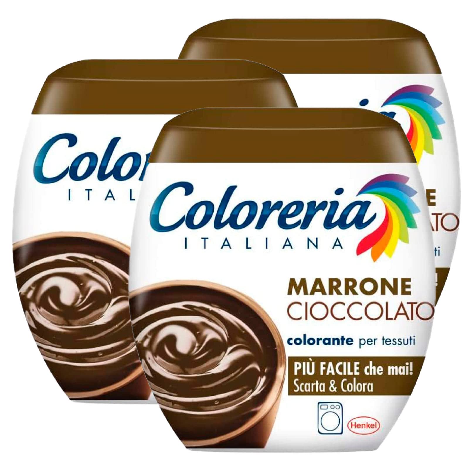 3x Coloreria Italiana Colorante per Tessuti in Lavatrice Colore Marrone Cioccolato Formula Tutto in Uno - 3 Confezioni Monodose da 350 g