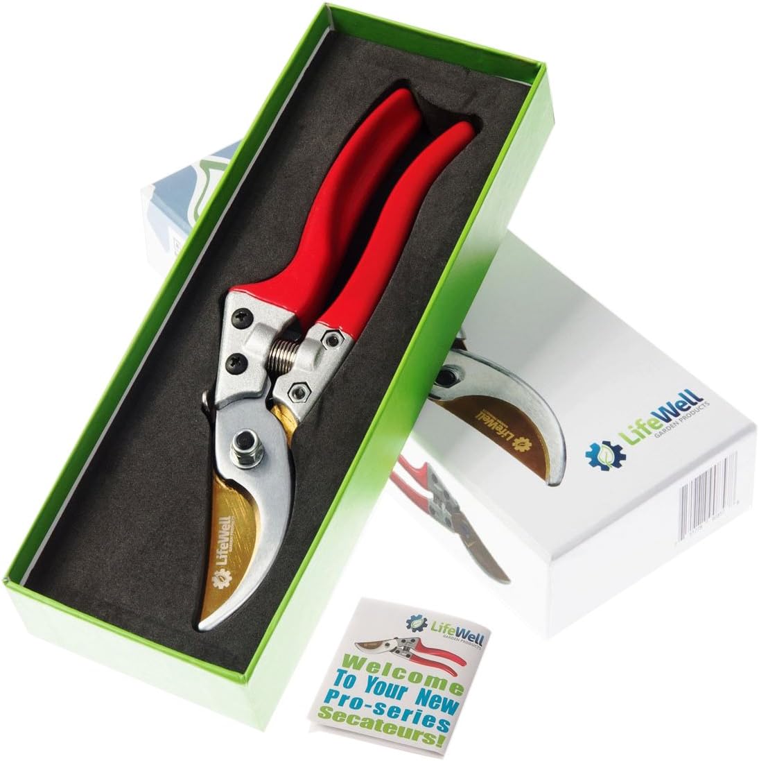 LifeWell Garden Products Heavy Duty Bypass Pruning Shears Spring Sale Ergonomic Garden Pruners with Titanium Coated SK5 Steel Blades