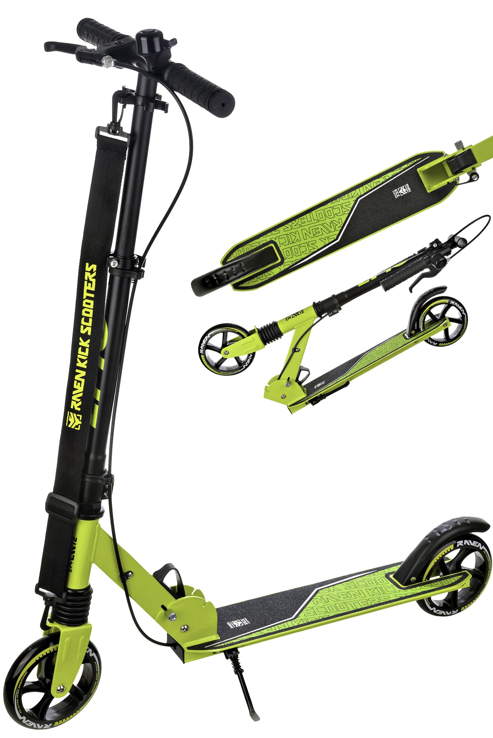 Raven - Monopattino per bambini e adulti - Scooter - Monopattino freestyle - Pieghevole, cuscinetti ABEC-9, manubrio regolabile in 4 posizioni