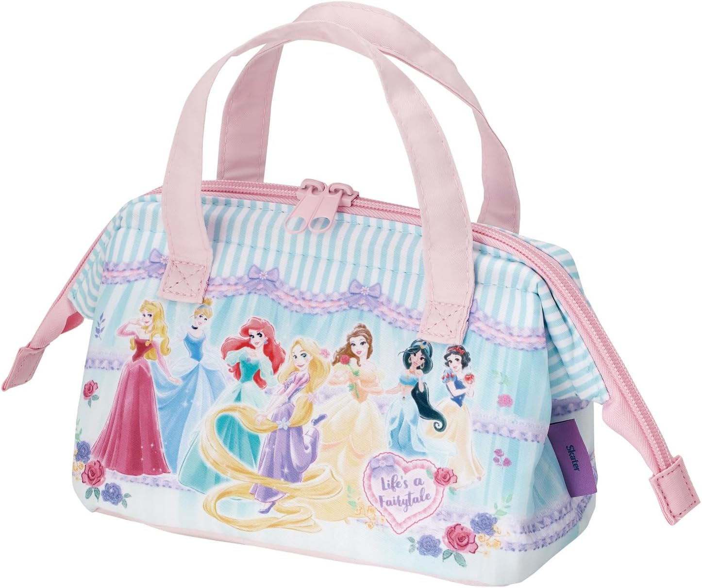 Skater KGA0-A Lunch Bag, Cold Retention, Small, Children’s Clasp, Kids, Disney Princess, 26