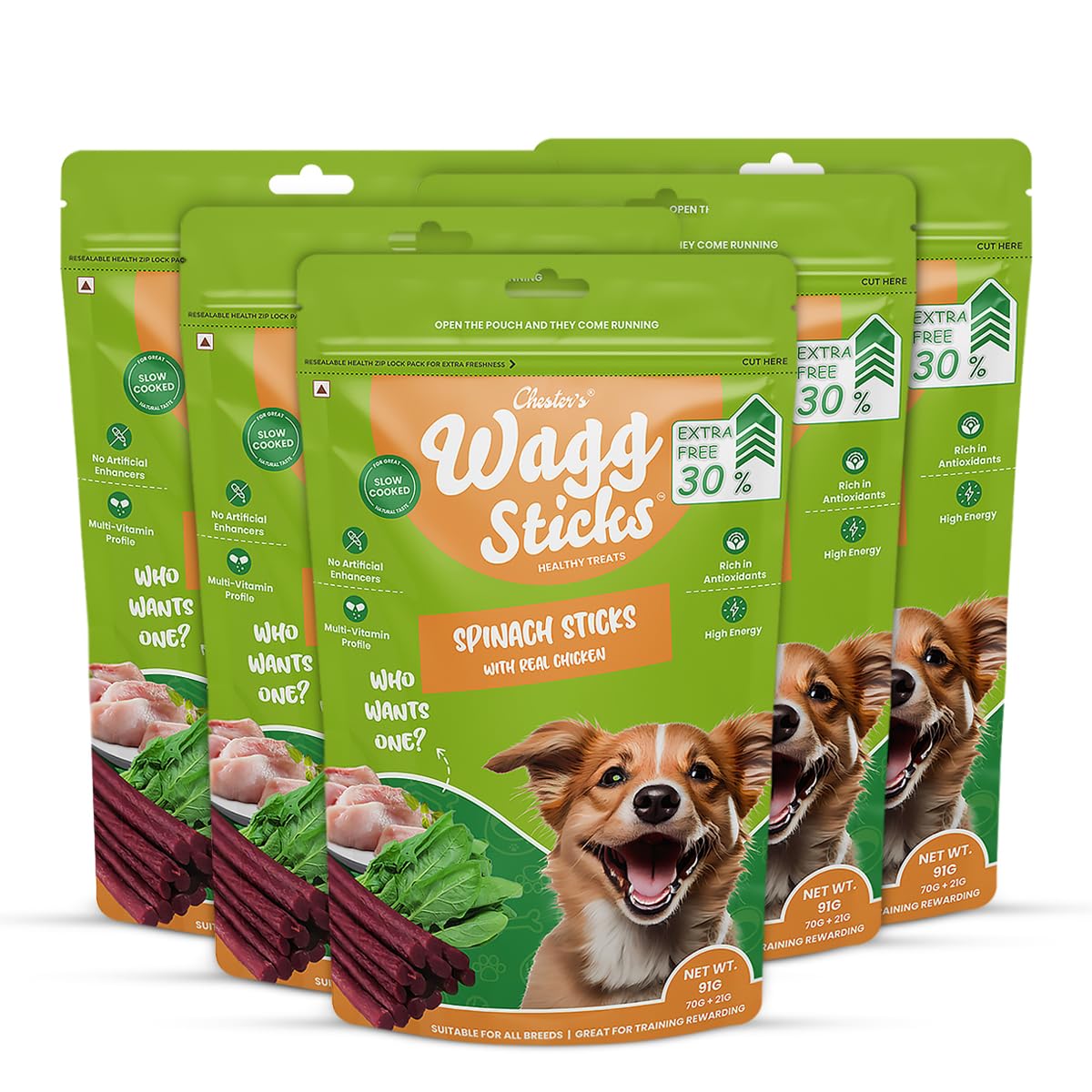 Wagg Sticks Spinach Sticks with Real Chicken Dog Treats for Training - Healthy Treat with High in Protien - 70 Grm - (Pack of 5) (B0D49PSHMC) Amazon Price History, Amazon Price Tracker