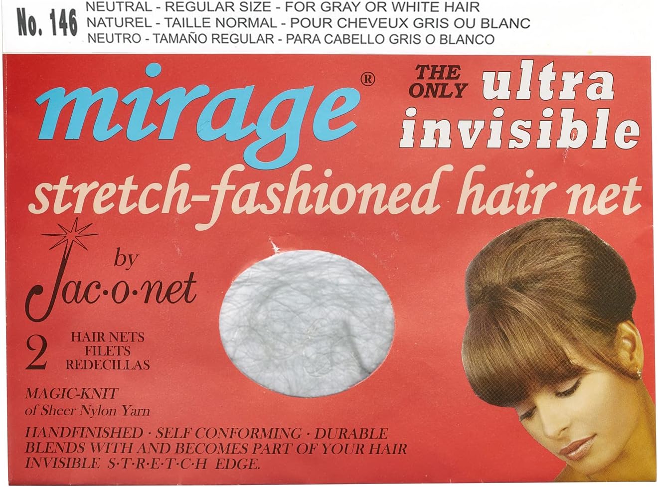 Hair Net Jac-O-Net Mirage Ultra-Invisible Neutral, 2 Nets Per Pack [1 Pack]